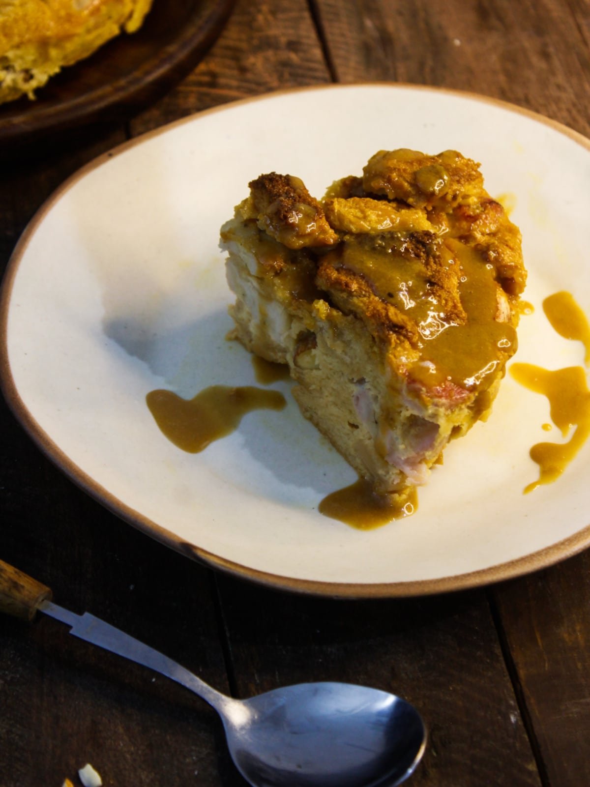 Bread pudding with caramel sauce
