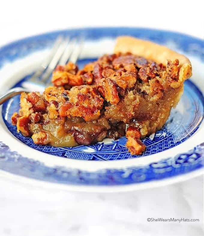 Slice of chocolate bourbon pecan pie