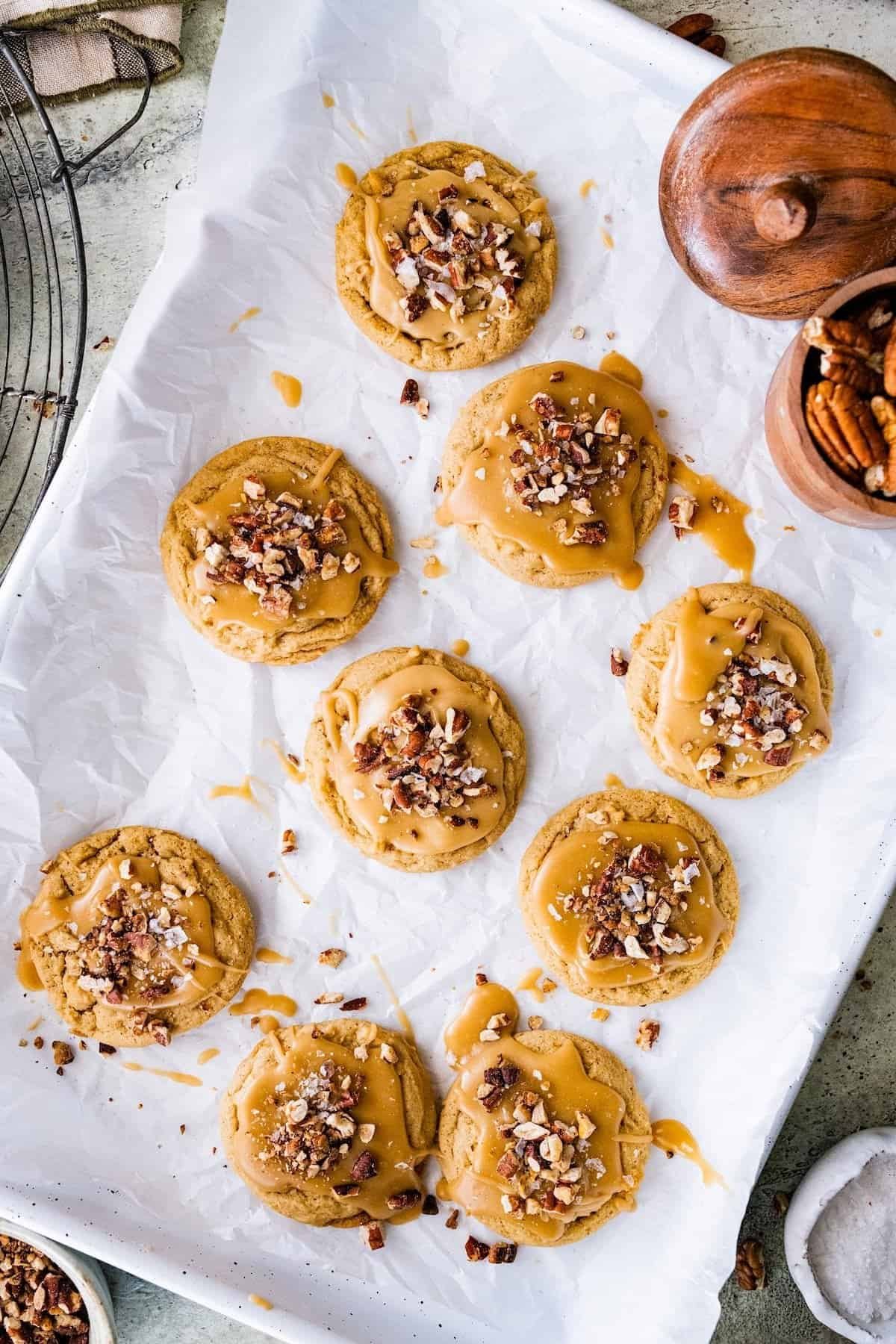 Maple pecan cookies with maple glaze