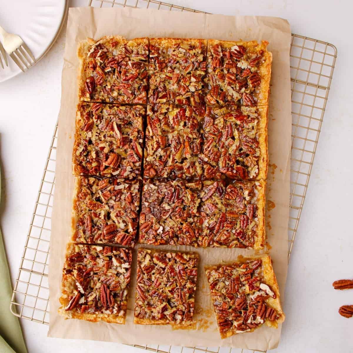 Pecan pie bars with a shortbread crust