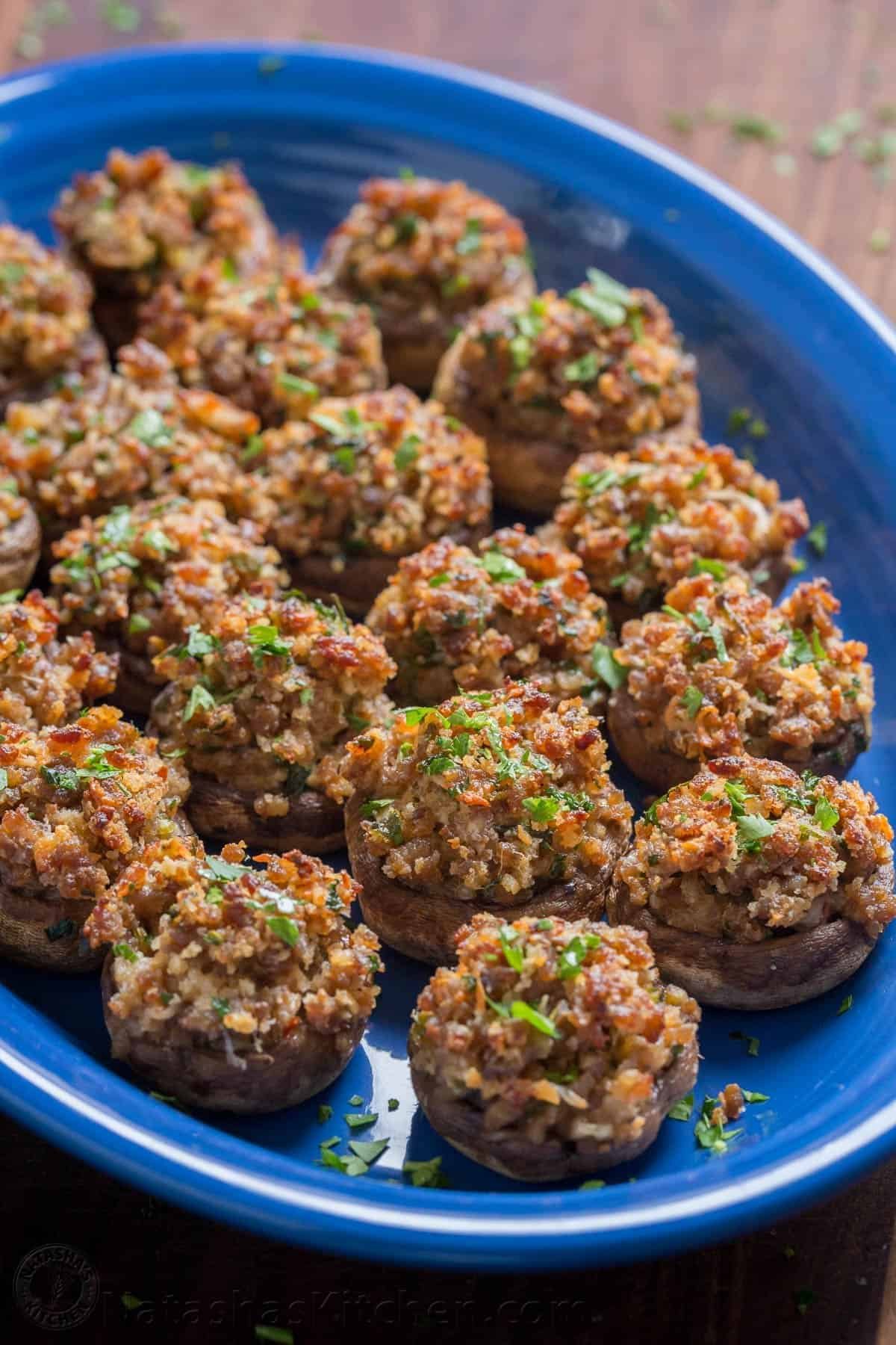 Sausage and cream cheese stuffed mushrooms