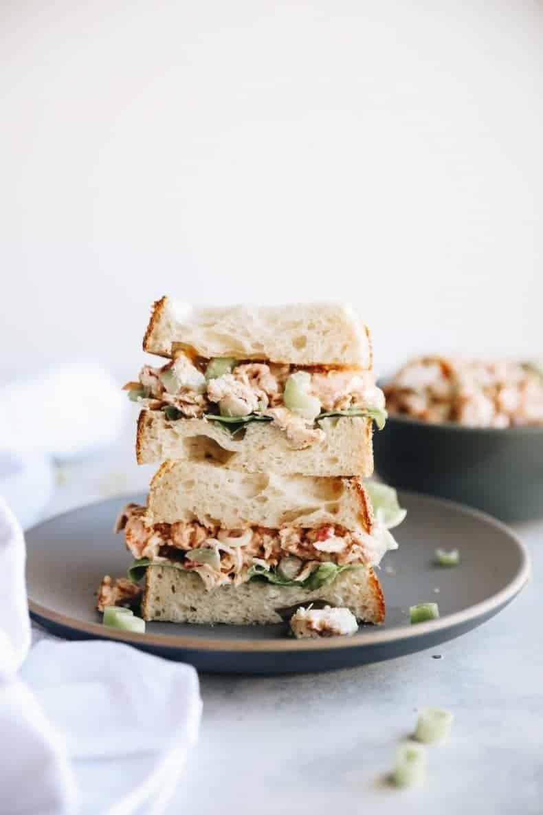 Turkey salad with cranberry sauce, celery and walnuts